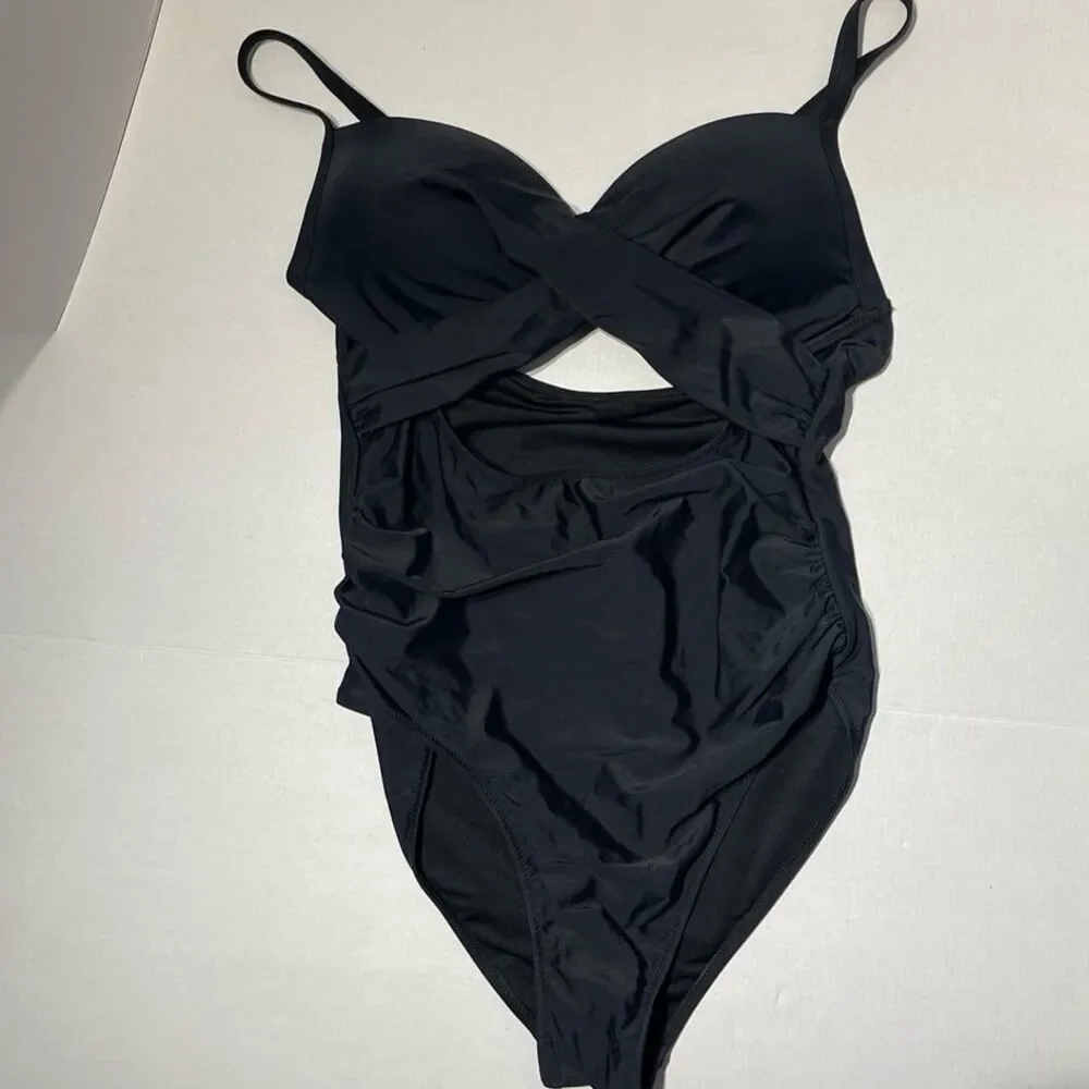 One Piece Cutout Swimsuit Black Size L New Without Tags